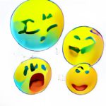 A few stylized yellow emoji faces, showing a range of emotions.