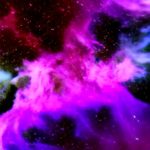 A blue and purple nebula, floating in space.