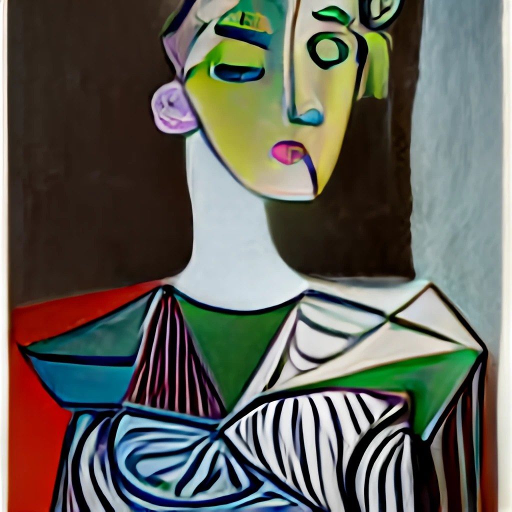 A portrait of a woman, approximating the style of Pablo Picasso.