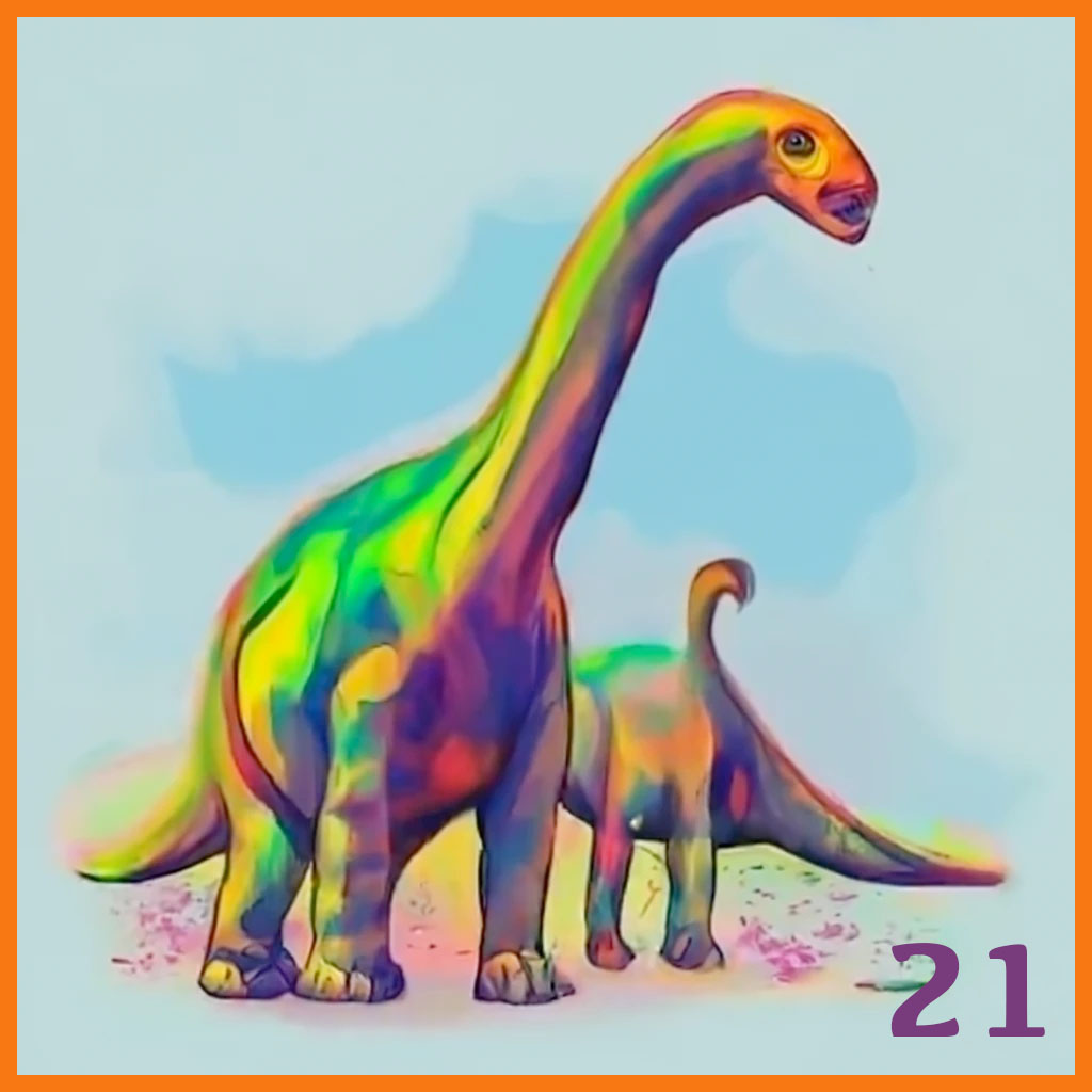 A sauropod dinosaur and its baby.